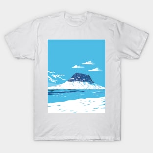 Kirkjufell Mountain near Grundarfjorou in Iceland WPA Art Deco Poster T-Shirt